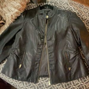 Leather like zip up